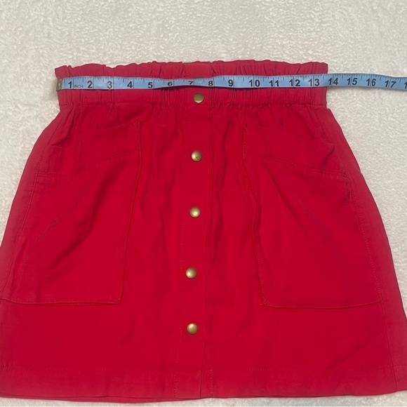NWT a loves a bright berry red Button Down Paper Bag skirt women's small - Picture 5 of 12